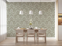 Neutral Botanical Leaf Symmetry Wallpaper⁠