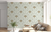 Sage and Cream Botanical Symmetry Wallpaper⁠