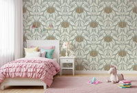 Sage and Cream Botanical Symmetry Wallpaper⁠