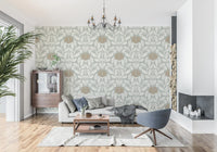 Sage and Cream Botanical Symmetry Wallpaper⁠