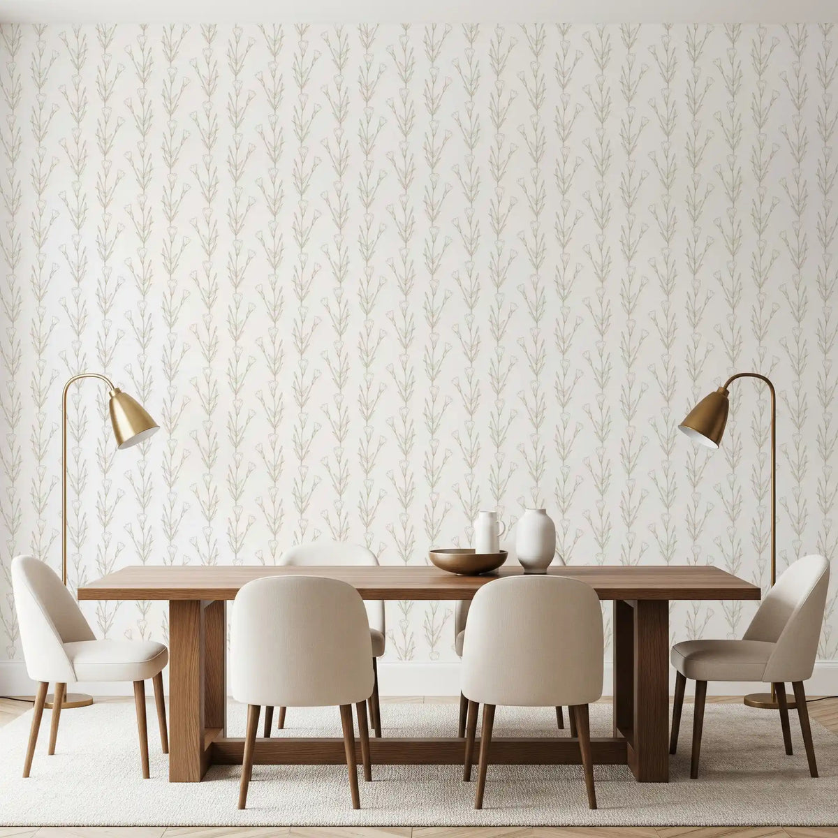 Minimalist Botanical Line Sketch Wallpaper⁠
