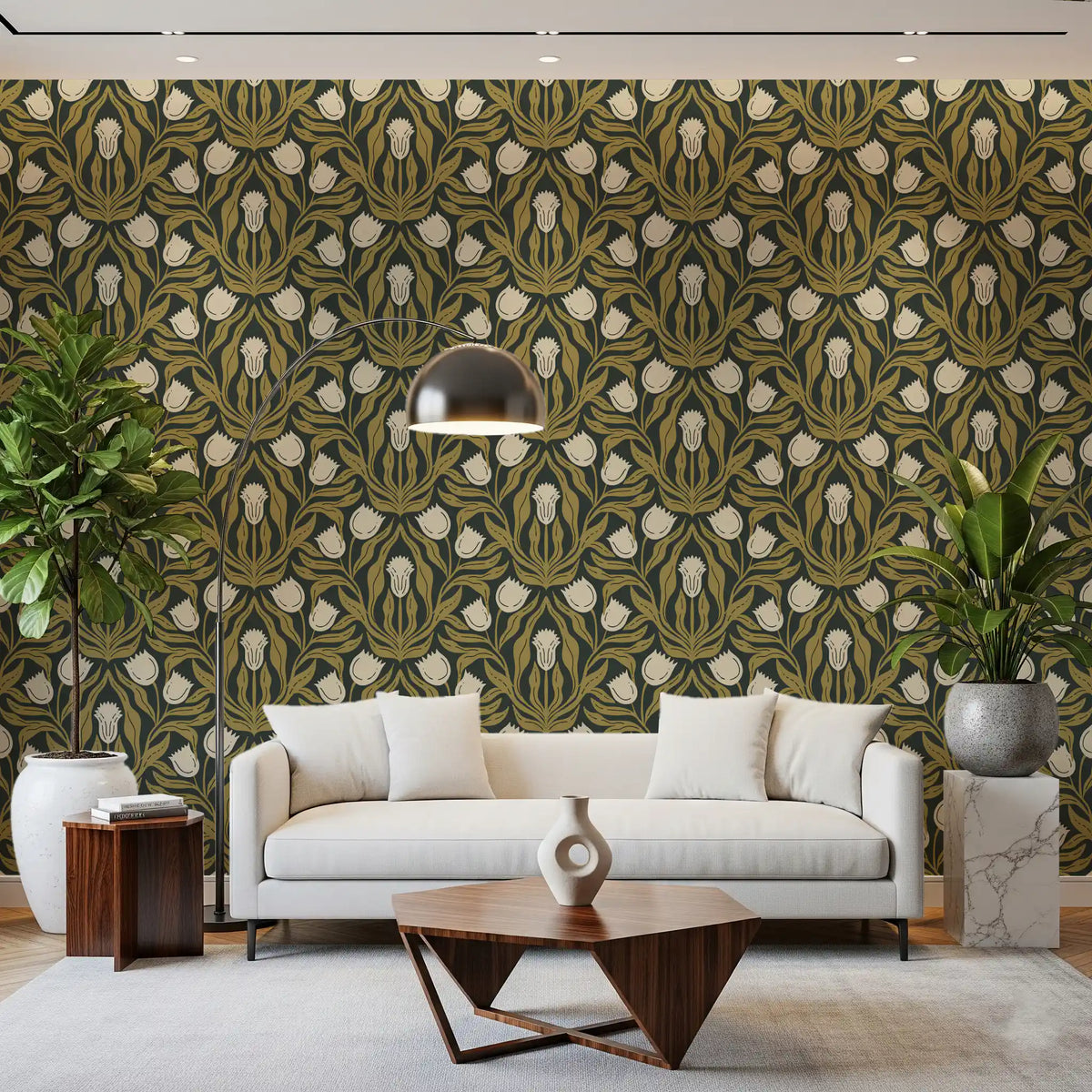 Art Nouveau Tulip Botanical Pattern Wallpaper⁠