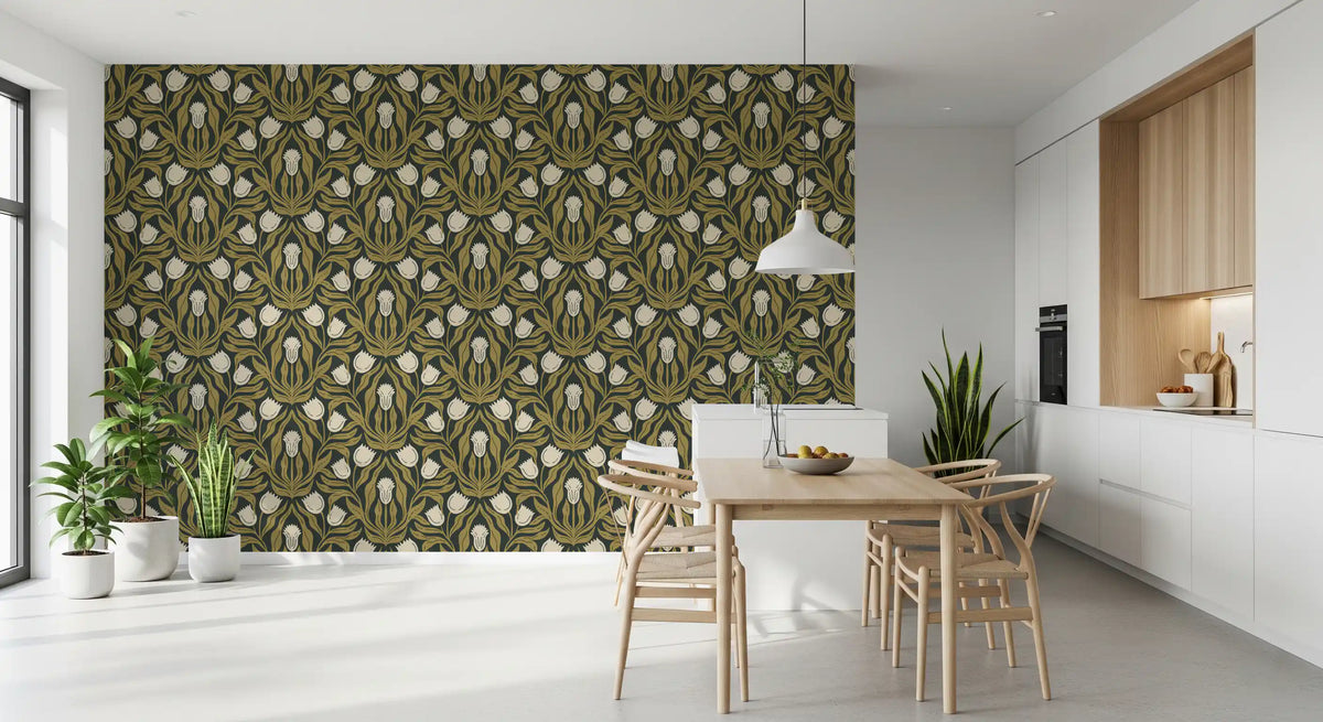 Art Nouveau Tulip Botanical Pattern Wallpaper⁠