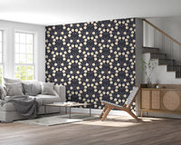 Minimalist Charcoal Floral Symmetry Wallpaper⁠