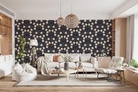 Minimalist Charcoal Floral Symmetry Wallpaper⁠