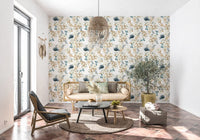 Muted Floral Botanical Pattern Wallpaper⁠