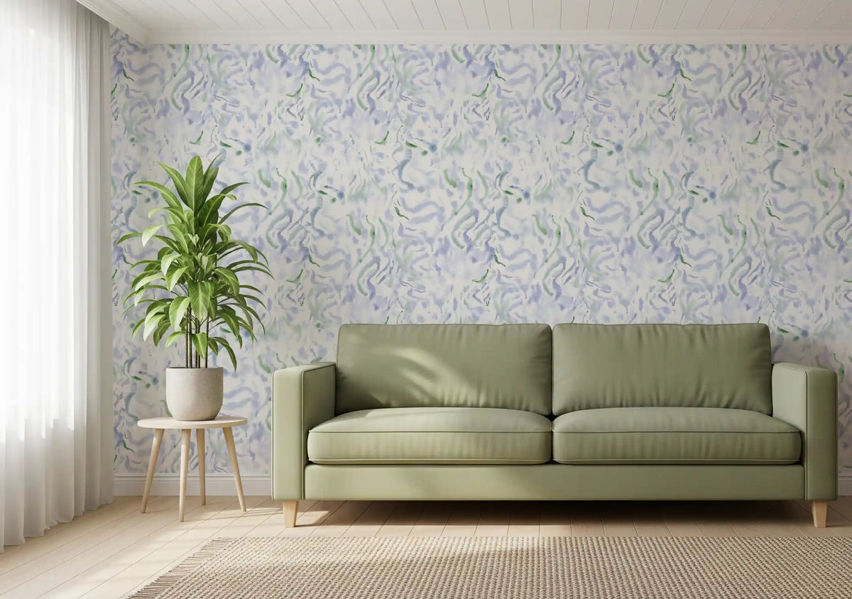 Ethereal Blue and Green Watercolor Wash Wallpaper⁠