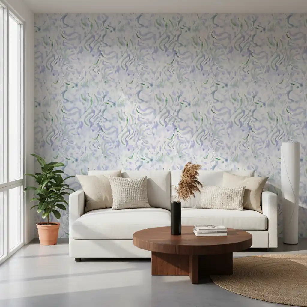Ethereal Blue and Green Watercolor Wash Wallpaper⁠