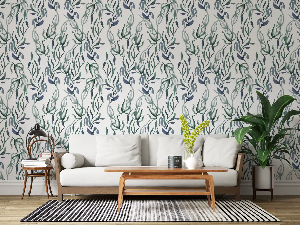 Watercolor Seaweed Silhouette Wallpaper⁠