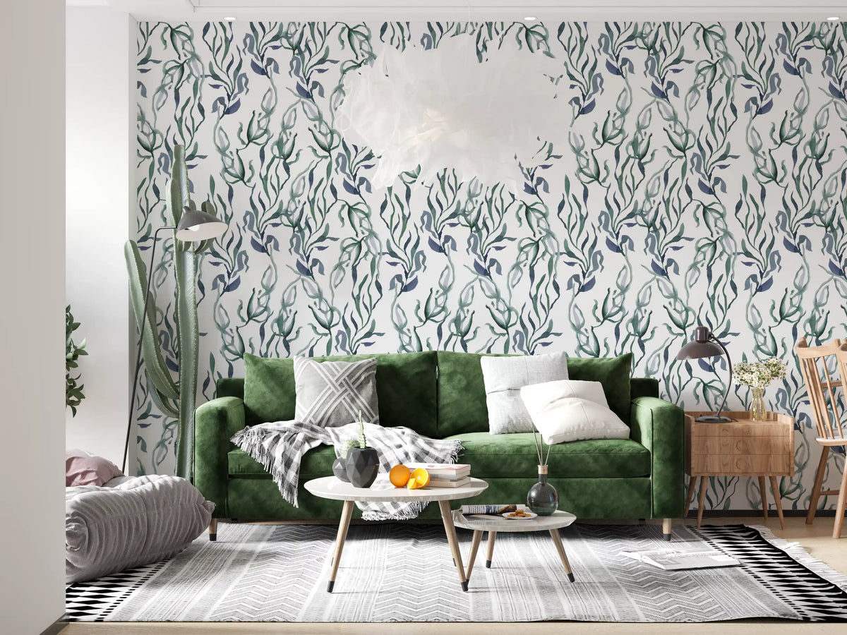 Watercolor Seaweed Silhouette Wallpaper⁠