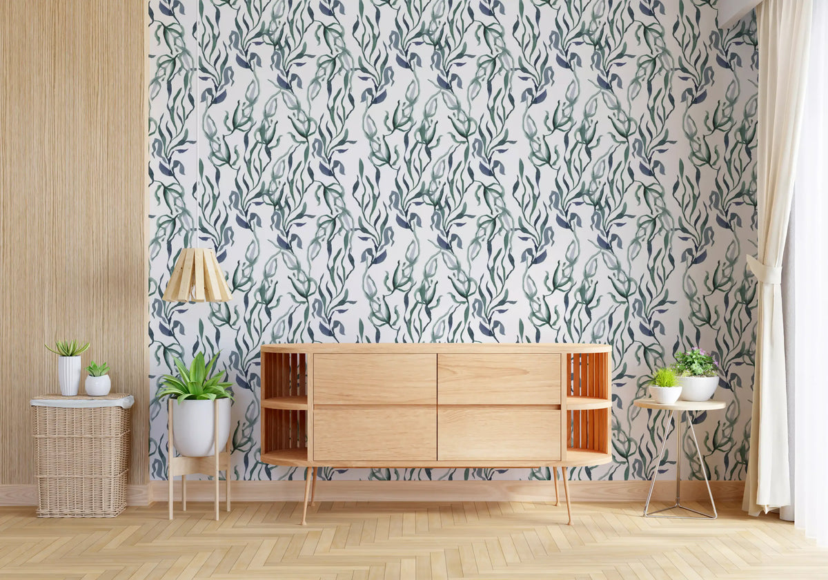Watercolor Seaweed Silhouette Wallpaper⁠