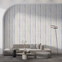 Serene Blue and Beige Watercolor Stripes Wallpaper⁠