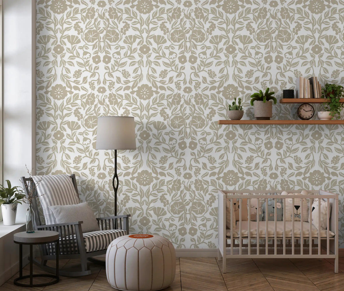Minimalist Botanical Beige Sketch Wallpaper⁠