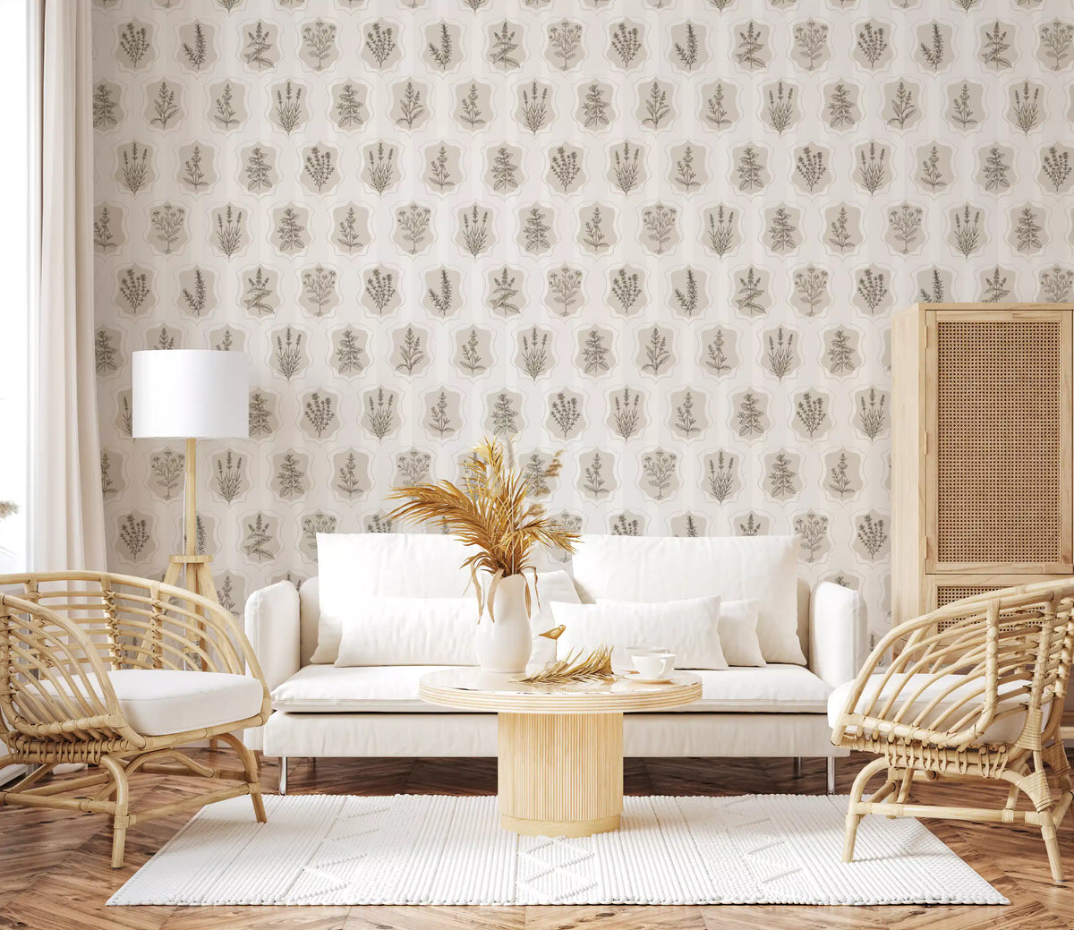 Vintage Botanical Herb Collection Wallpaper⁠