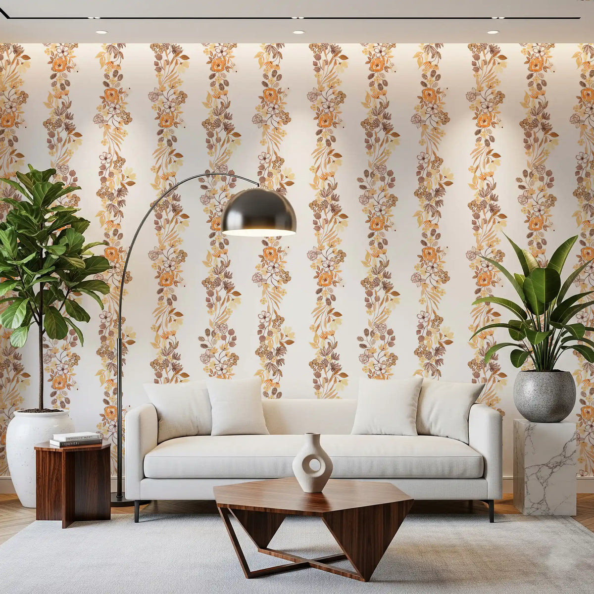 Watercolor Meadow Vertical Sprigs Wallpaper⁠