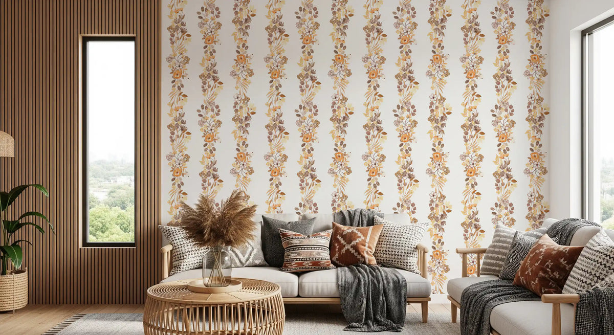 Watercolor Meadow Vertical Sprigs Wallpaper⁠