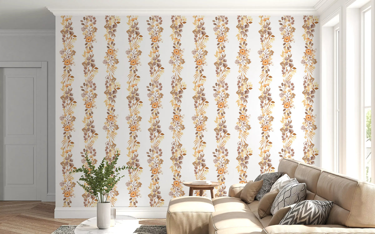 Watercolor Meadow Vertical Sprigs Wallpaper⁠