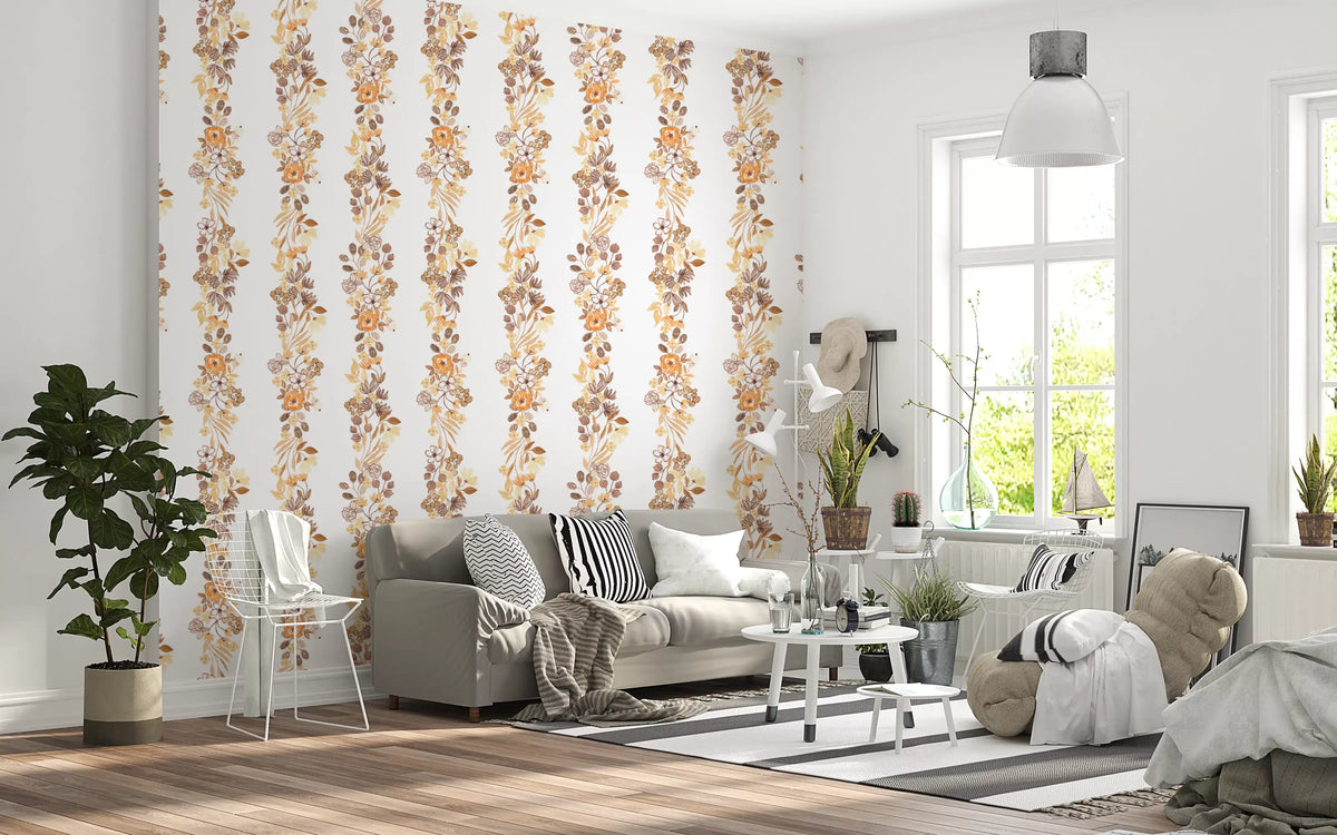 Watercolor Meadow Vertical Sprigs Wallpaper⁠