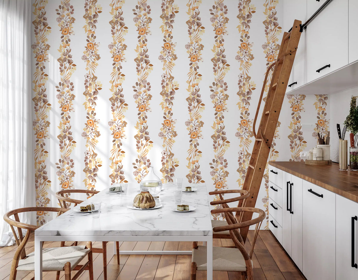 Watercolor Meadow Vertical Sprigs Wallpaper⁠