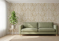 Cream and White Damask Silhouette Wallpaper⁠