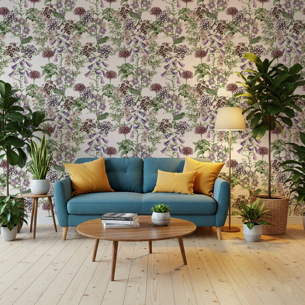 Victorian Flora Etching Pattern Wallpaper⁠