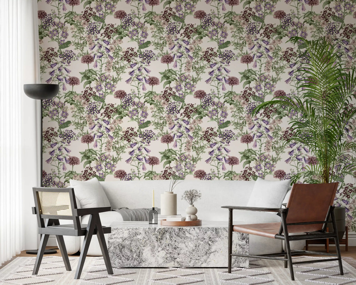 Victorian Flora Etching Pattern Wallpaper⁠