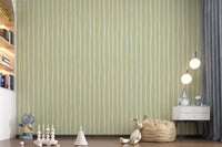 Soft Sage Hand-Drawn Vertical Stripes Wallpaper⁠