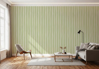 Soft Sage Hand-Drawn Vertical Stripes Wallpaper⁠