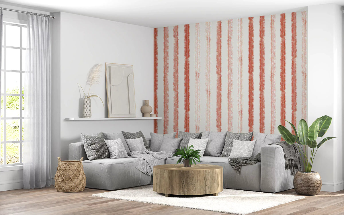 Minimalist Terracotta Line Pattern Wallpaper⁠