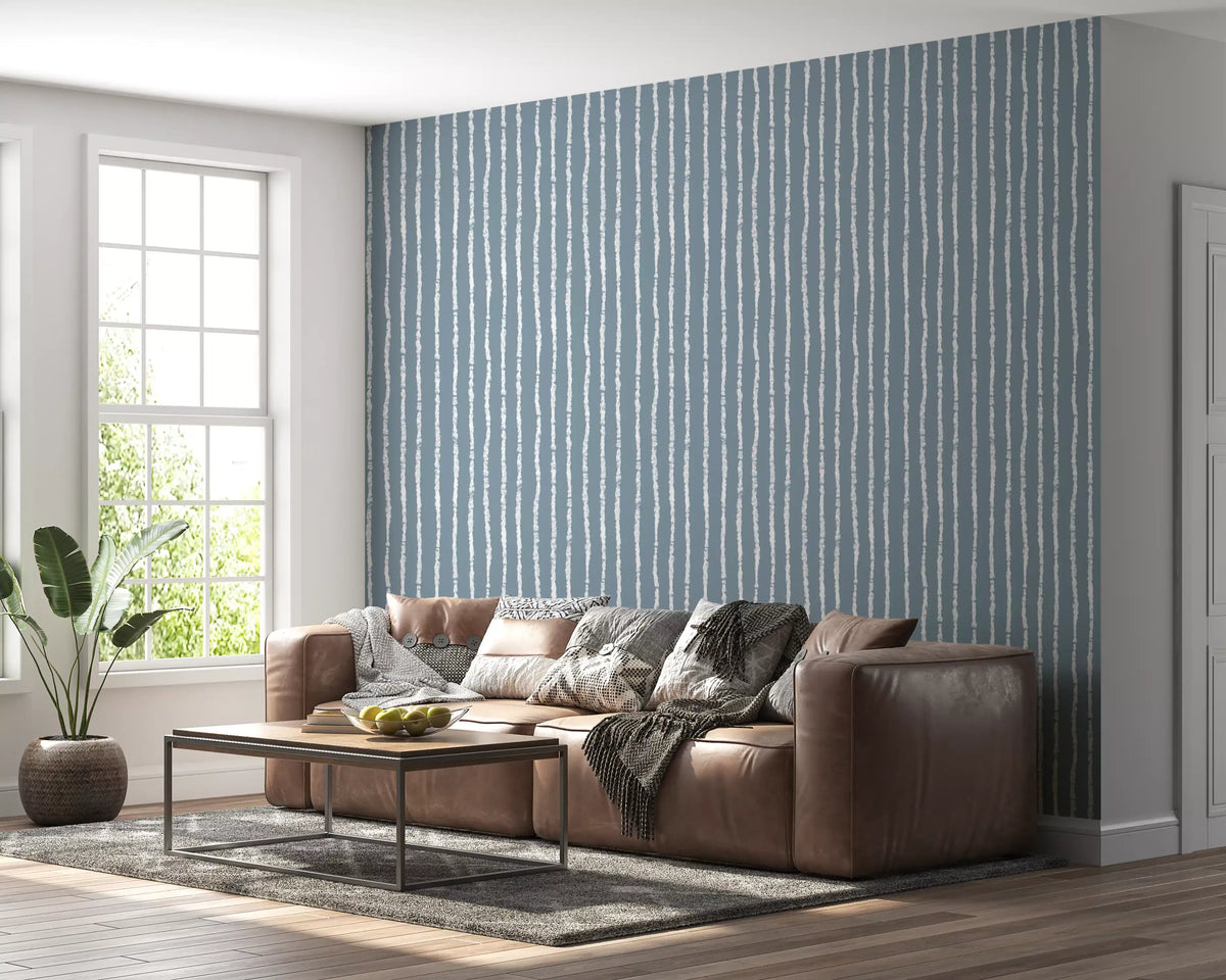 Minimalist Blue Vertical Brushstrokes Wallpaper⁠