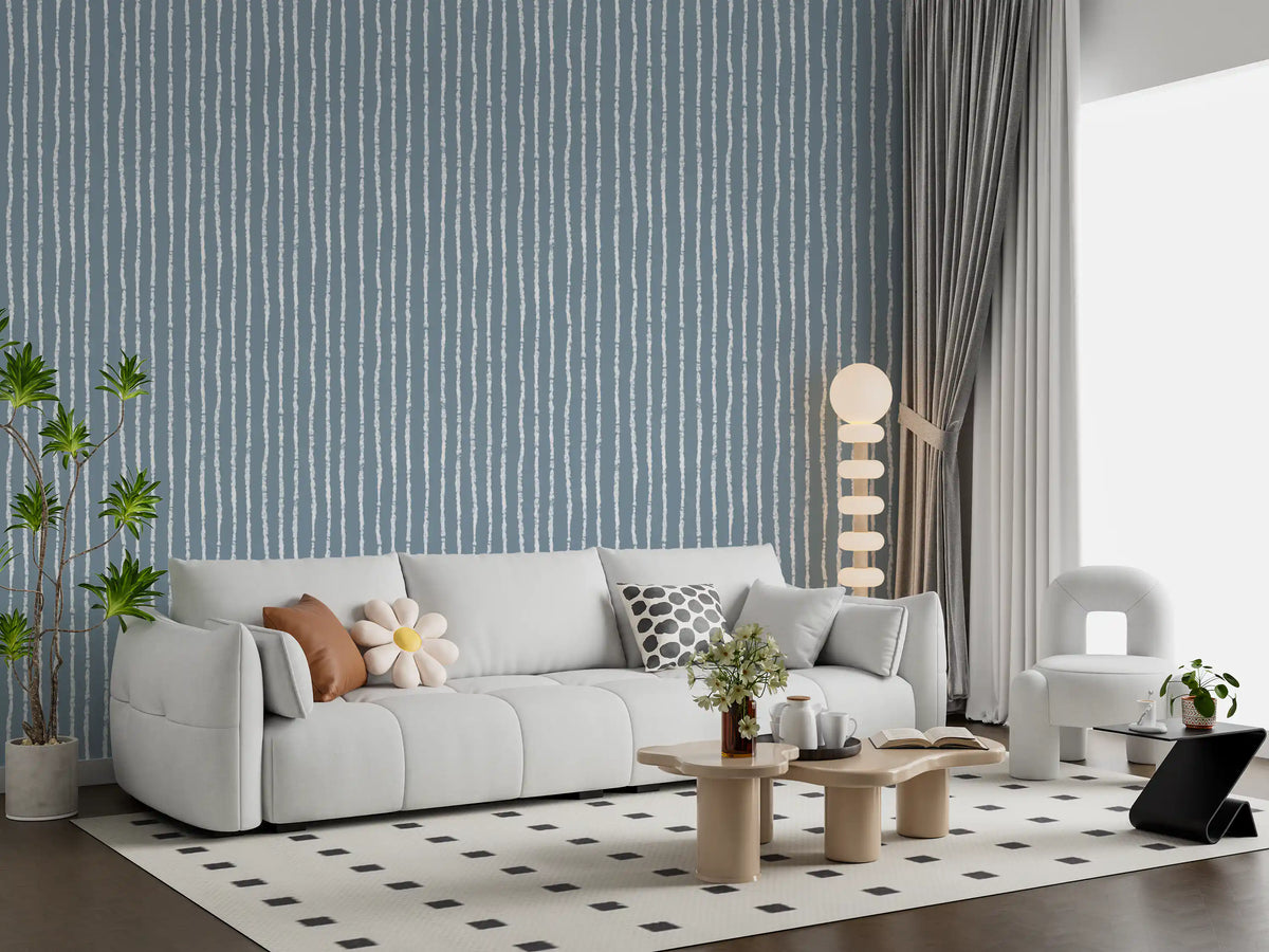 Minimalist Blue Vertical Brushstrokes Wallpaper⁠