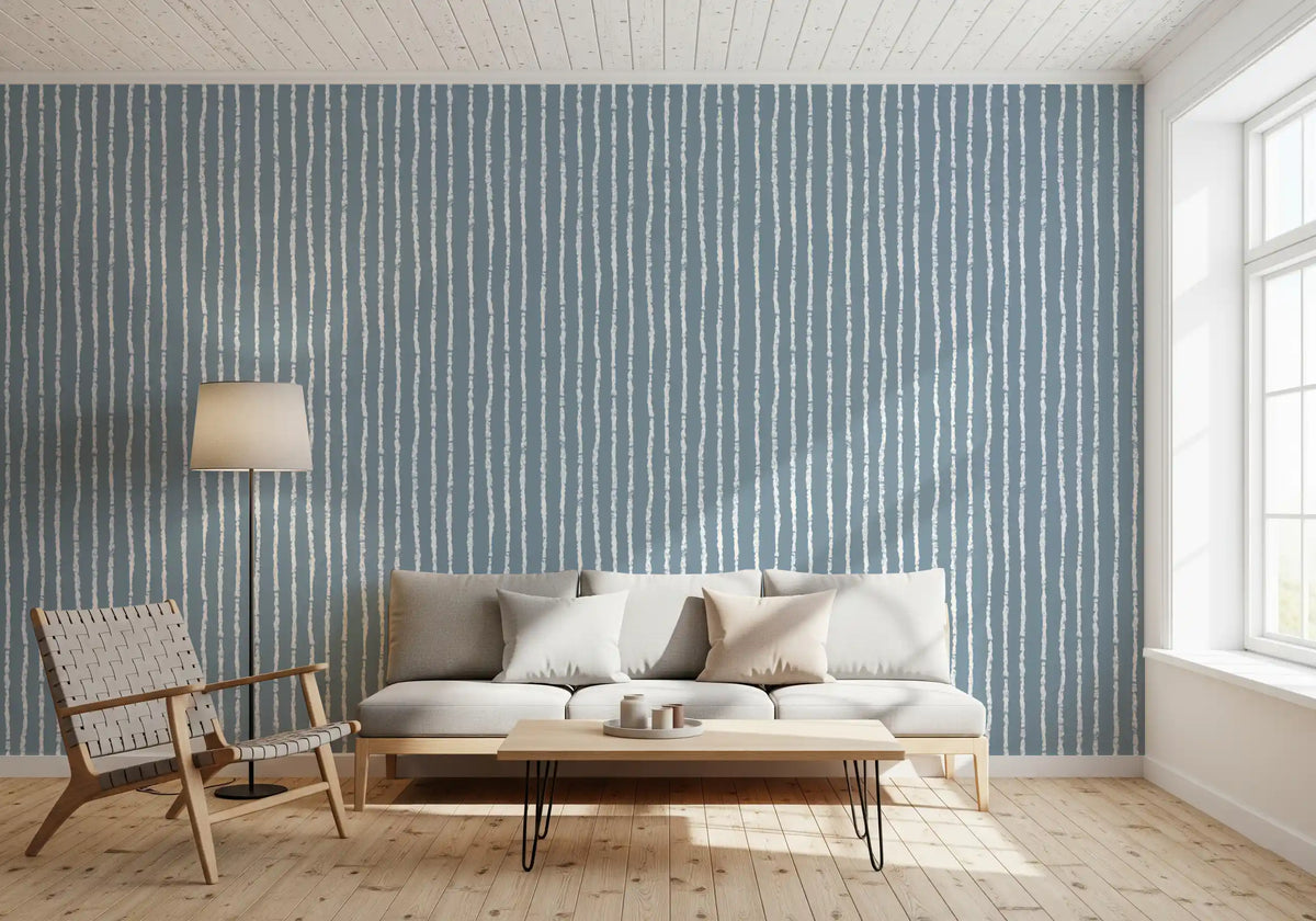 Minimalist Blue Vertical Brushstrokes Wallpaper⁠