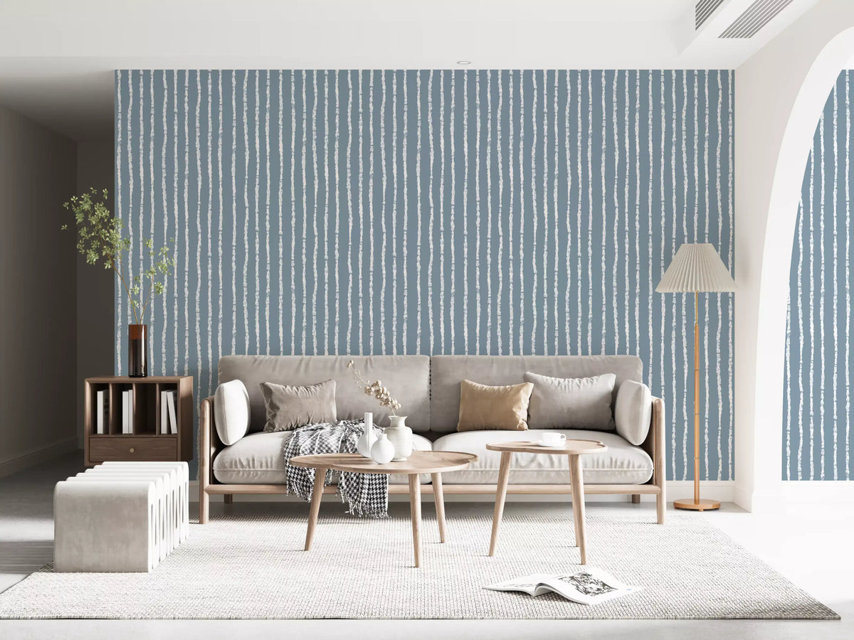 Minimalist Blue Vertical Brushstrokes Wallpaper⁠