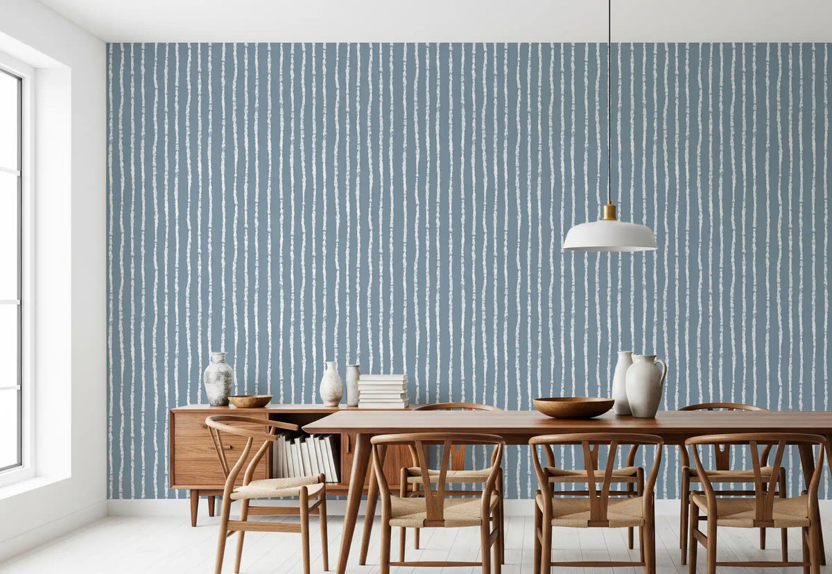 Minimalist Blue Vertical Brushstrokes Wallpaper⁠