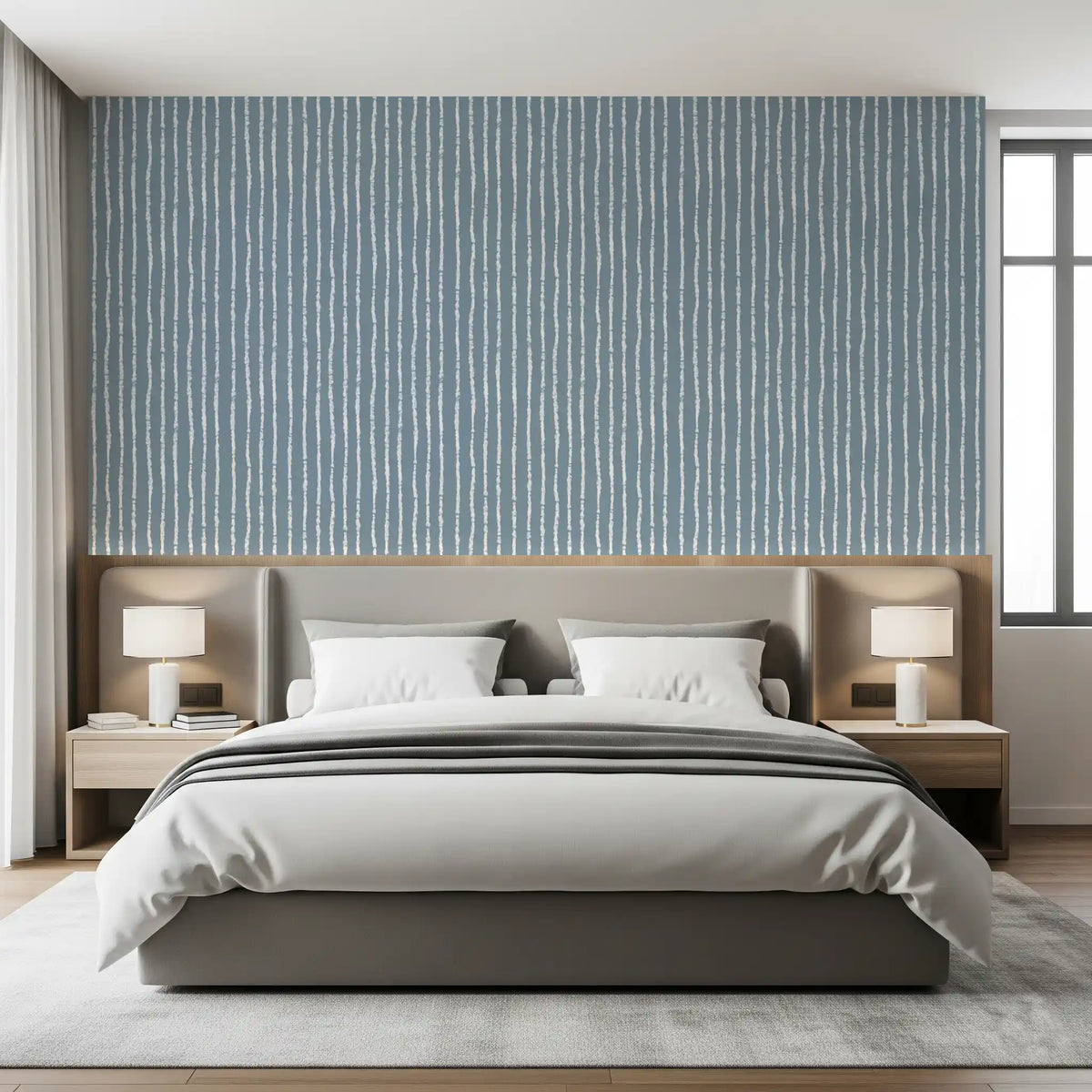 Minimalist Blue Vertical Brushstrokes Wallpaper⁠