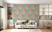 Delphinium Garden Retro Summer Floral Brights Wallpaper⁠