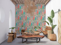 Delphinium Garden Retro Summer Floral Brights Wallpaper⁠