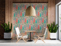 Delphinium Garden Retro Summer Floral Brights Wallpaper⁠