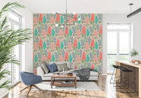 Delphinium Garden Retro Summer Floral Brights Wallpaper⁠