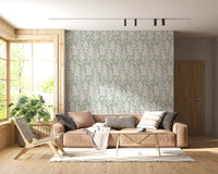 Delphinium Garden Retro Summer Floral White Gray Wallpaper⁠