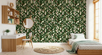 Dense Christmas Evergreen Pine Branch Winter Forest Pattern Wallpaper⁠