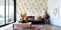 Woodland Pine Trees and Stars Winter Pattern - Green Ginger Wallpaper⁠