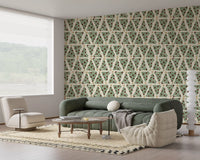 Alternating Holiday Xmas Staggered Christmas Trees Grid Wallpaper⁠