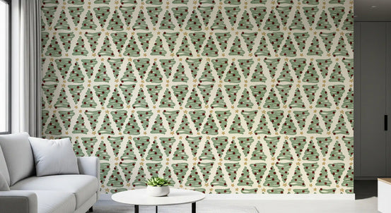 Alternating Holiday Xmas Staggered Christmas Trees Grid Wallpaper⁠