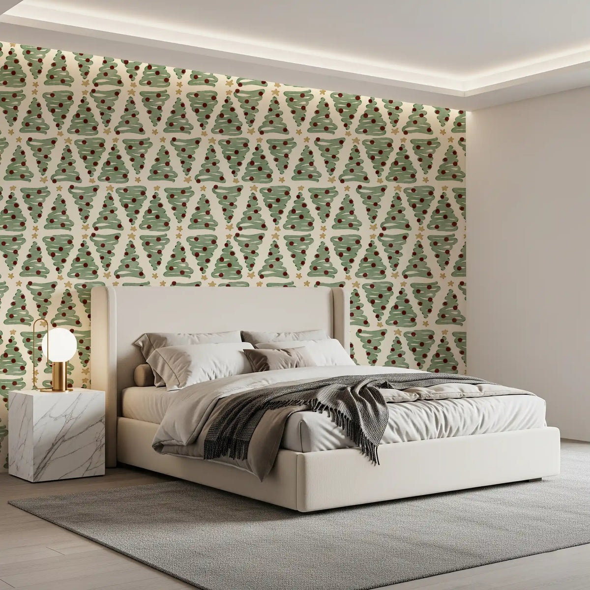 Alternating Holiday Xmas Staggered Christmas Trees Grid Wallpaper⁠