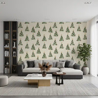 Minimal Holiday Xmas Woodland Christmas Trees Tossed Wallpaper⁠