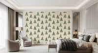 Minimal Holiday Xmas Woodland Christmas Trees Tossed Wallpaper⁠