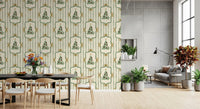 Preppy Christmas Tree Bows Ribbon Stripes - Forest Pine Green Wallpaper⁠