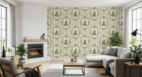 Preppy Christmas Tree Bows Ribbon Stripes - Forest Pine Green Wallpaper⁠