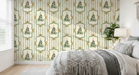 Preppy Christmas Tree Bows Ribbon Stripes - Forest Pine Green Wallpaper⁠